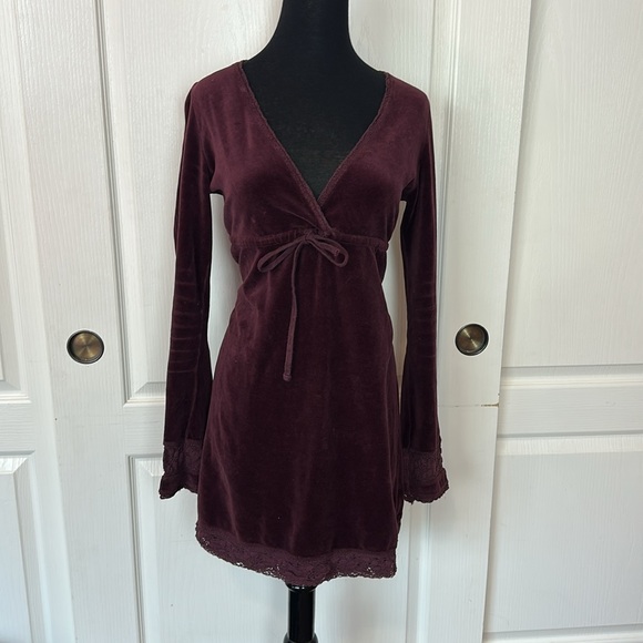 RETRO Y2K JUICY COUTURE MAROON VELVET DRESS - Picture 1 of 7